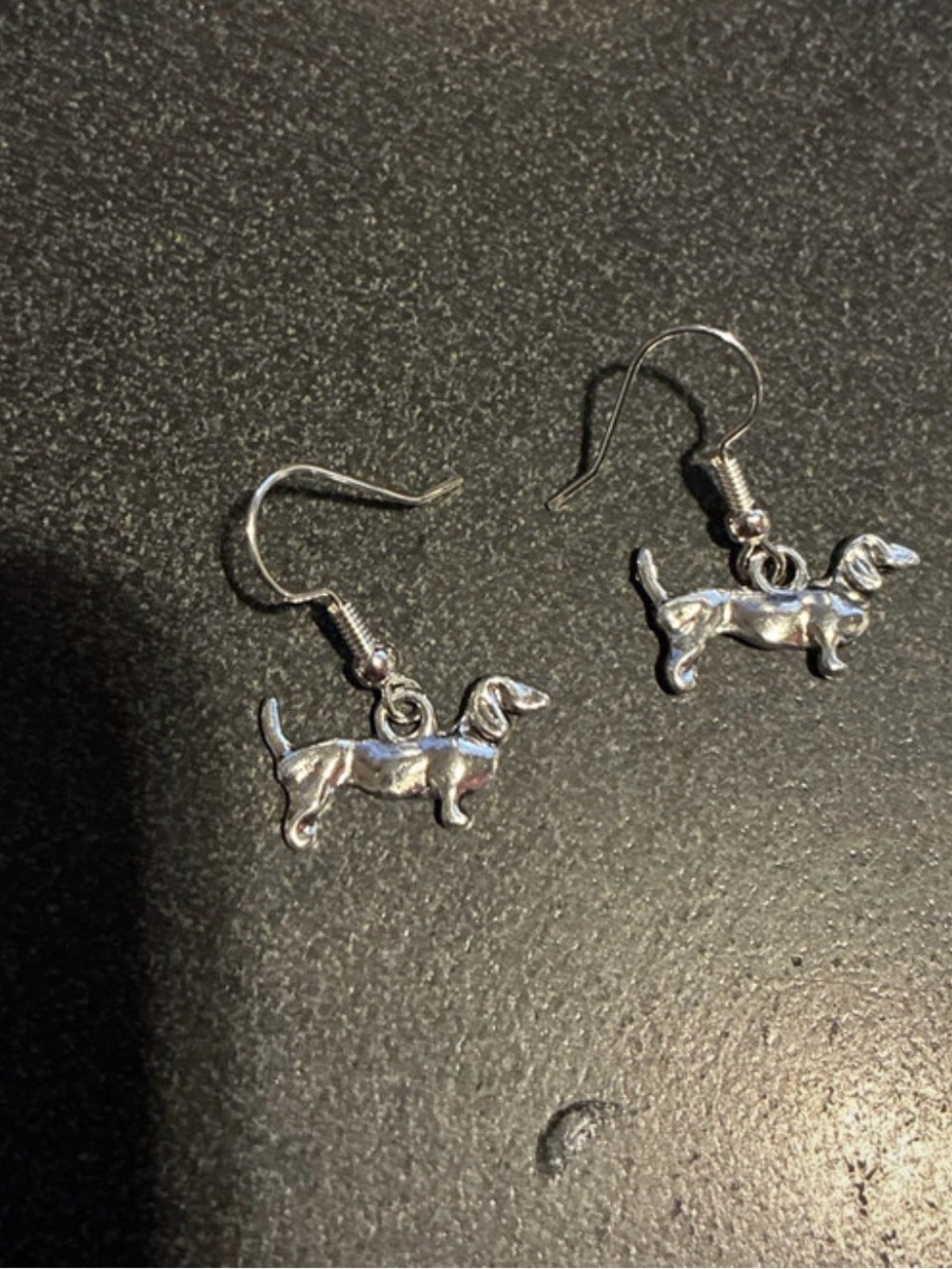 Silver Dachshund Dog Dangle Earrings - Pet Lover Jewelry